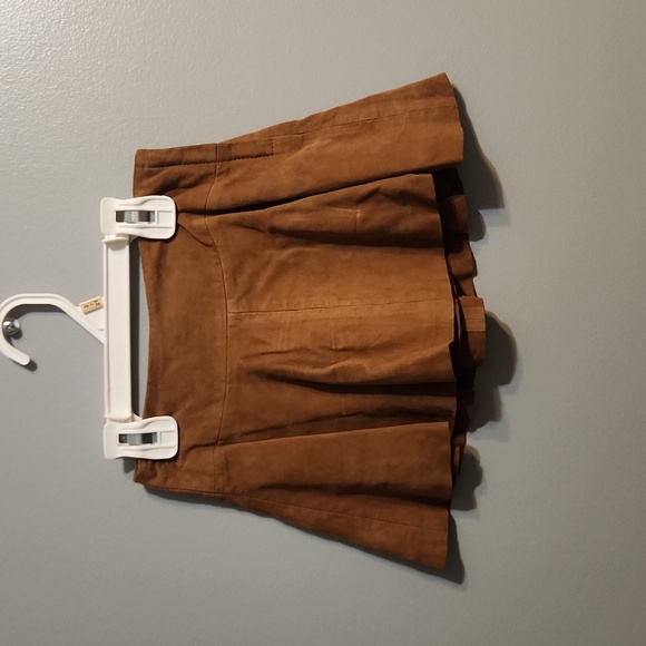 Polo Ralph Lauren Goat-Suede Leather Skirt Baby Girls' 2T Maple Side Zip Closure - Picture 2 of 4